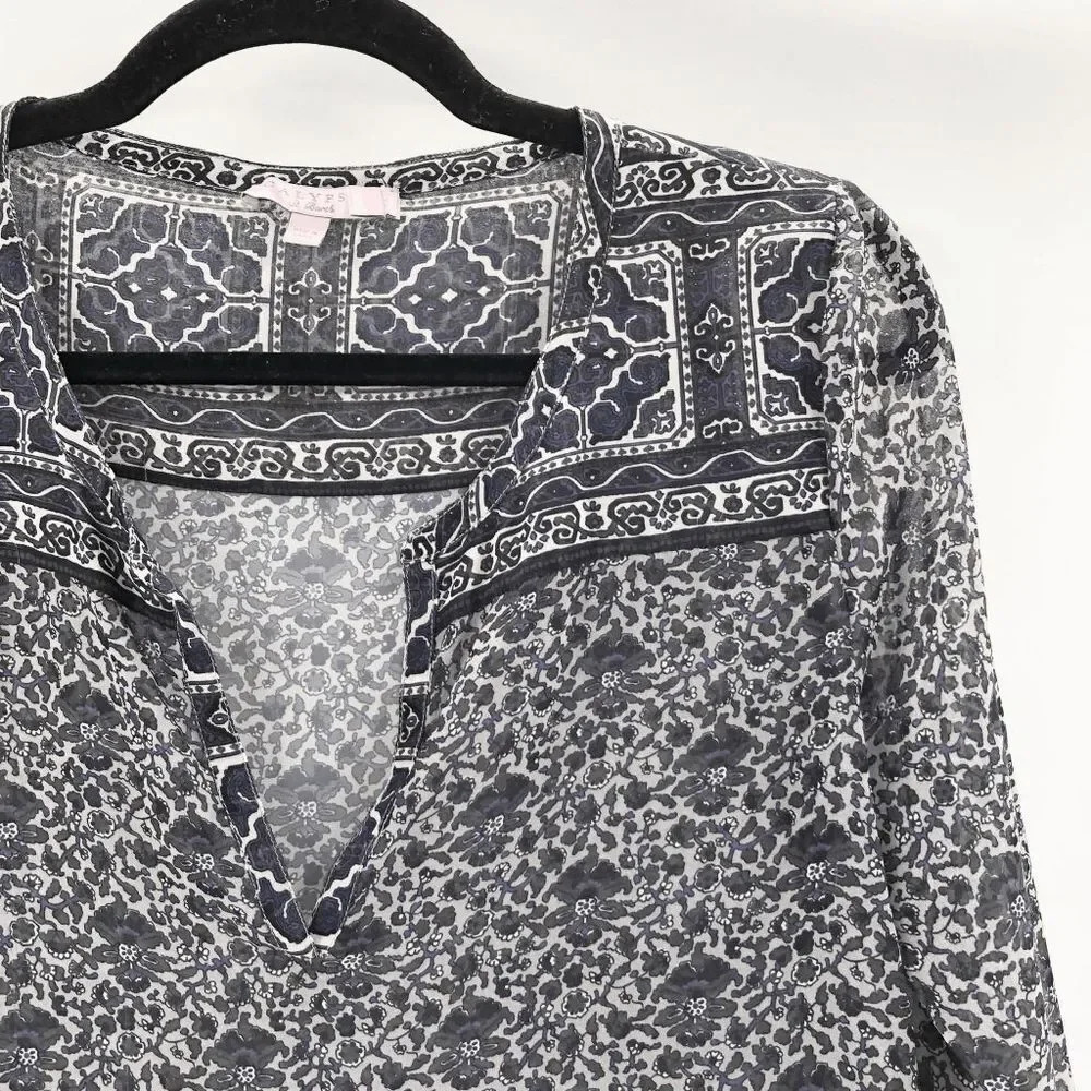 Calypso St Barth Women's Black Purple Sheer Long Sleeve Blouse Size XS - Picture 2 of 7